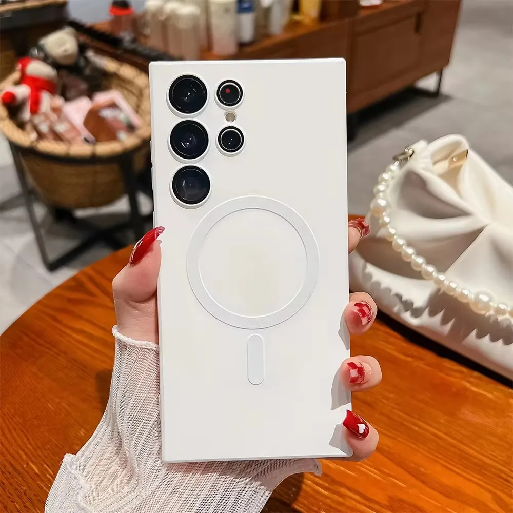 Wireless Charge for for Samsung Galaxy S25 S24 Ultra S23 S22 S21 S20 Plus FE Note 20 Case Magnet Magsafe Allround Camera Cover