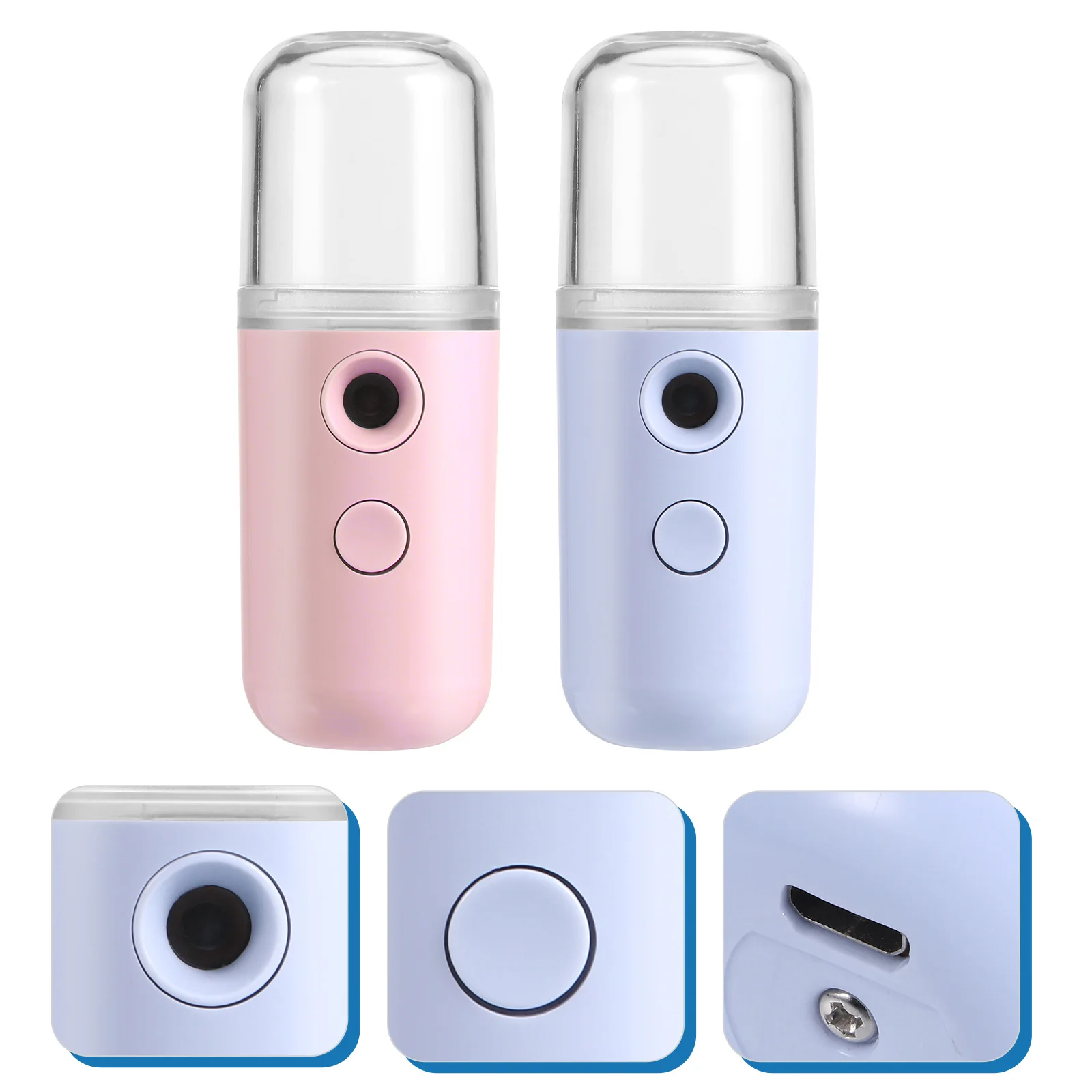 

2 Pcs Facial Mist Sprayer Nano Replenishing Mini Humidifier Spray Bottle Hair Face Beauty Moistener Portable USB Charging Device