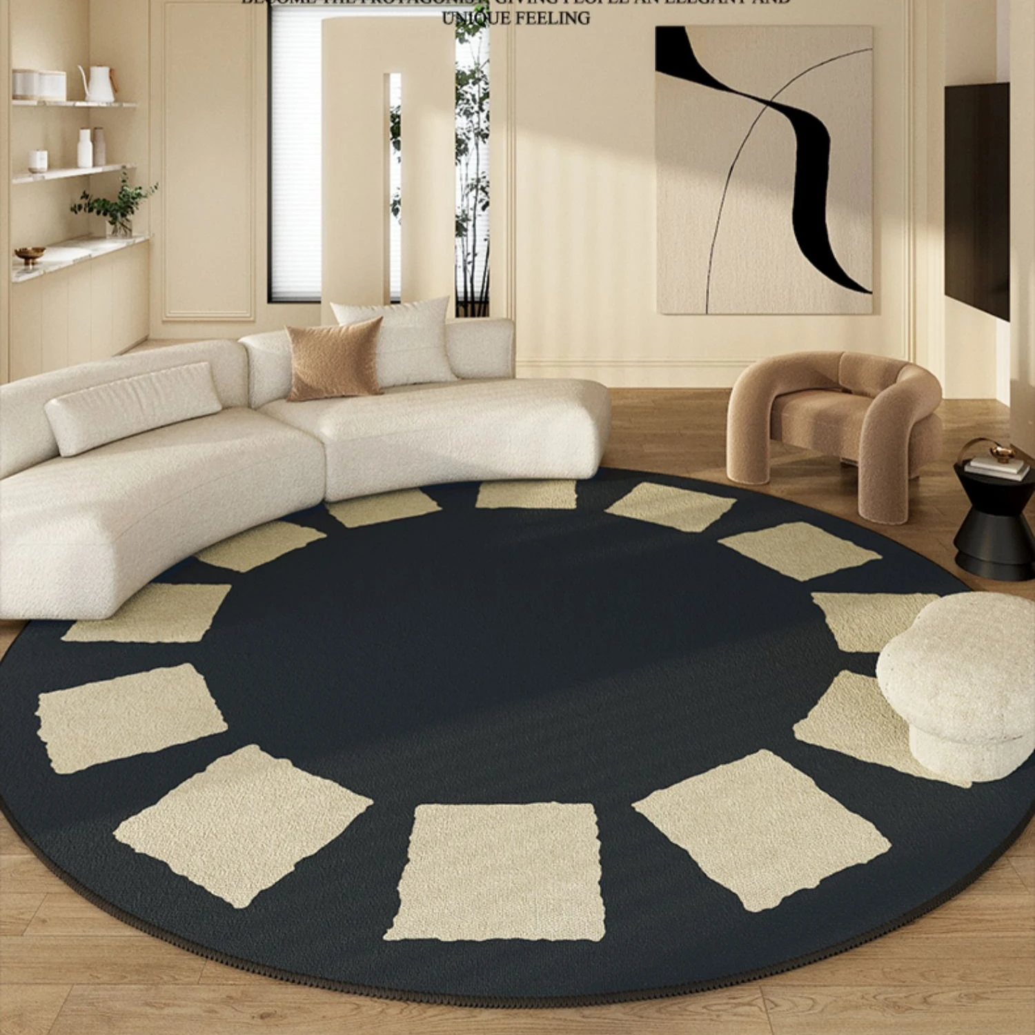 

French Style Cloakroom Anti-slip Mat Large Area Living Room Decoration Round Rug Home Washable Carpet Thicken Rugs for Bedroom