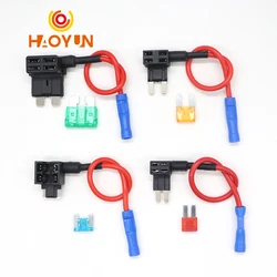 【 1A - 50A 】12V MINI SMALL MEDIUM Size Car Fuse Holder Add-a-circuit TAP Adapter with 10A Micro Mini Standard ATM Blade Fuse