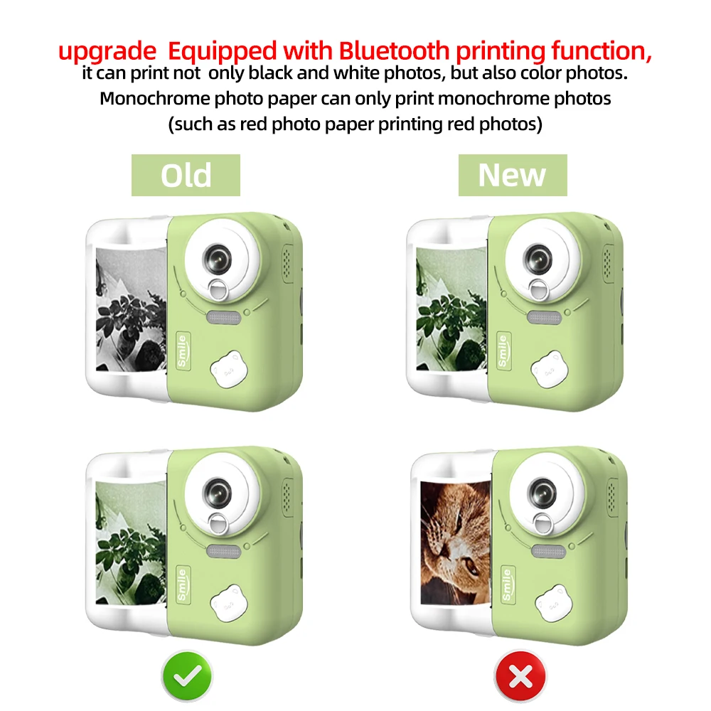 9IMOD 어린이 카메라 인스턴트 인쇄 카메라 2.4 인치 1080P 어린이 디지털 사진 비디오 10X 줌 32GB TF 카드 블루투스 인쇄