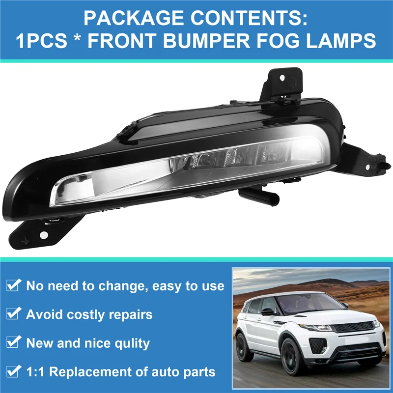 

Car Front Bumper Fog Lamps Lights For Land Rover Range Rover Evoque 2016-2018 Daytime Running Headlight