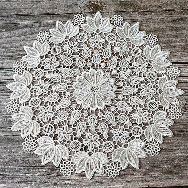 New Lace Round White Embroidery Table Place Mat Dining Pad Cloth Drink Placemat Cup Mug Dinner Tea Coaster Glass Doily Kitchen