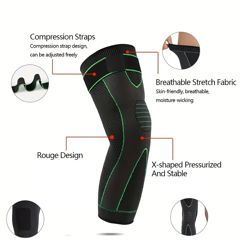 2Pcs Compression Knee Pads Support Lengthen Stripe Sport Sleeve Arthritis Joint Pain Protector Elastic Kneepad Brace