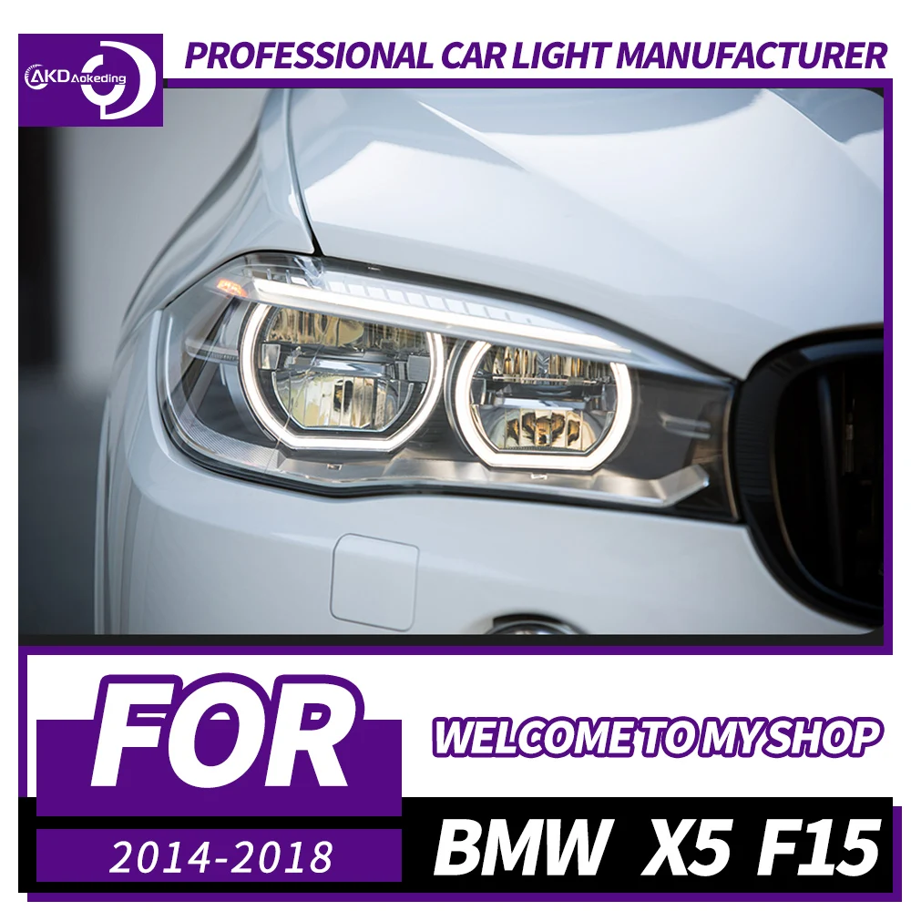 

AKD Head Lamp for BMW X5 F15 LED Headlight 2014-2018 Headlights F15 DRL Turn Signal High Beam Angel Eye Projector