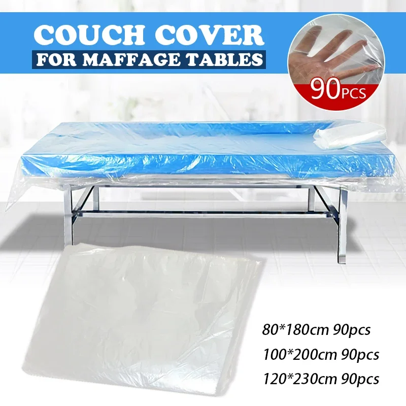 90pcs Bed Sheets Transparent Plastic Disposable Bed Cover  Waterproof Massage Spa Salon Table Sheet  Bath Sauna Bed Sheets