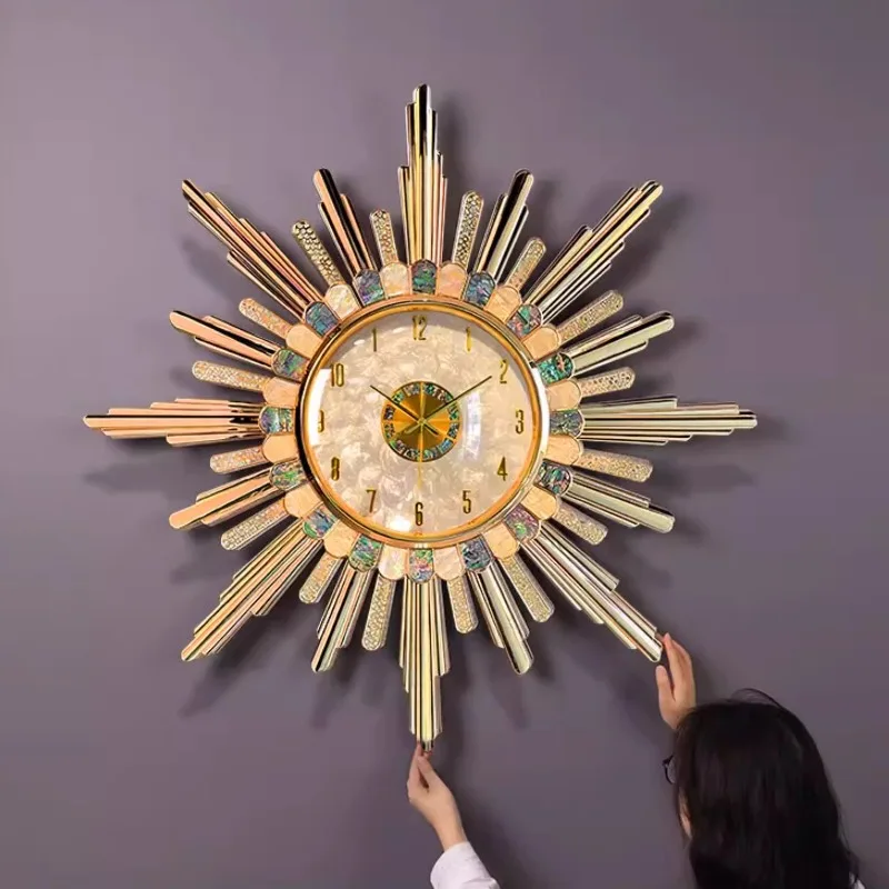 Luxury Large Wall Clock Shell Alloy Living Room Decoration Clock Modern Silent Wall Clocks Art Elegant Room Ornaments Watch
