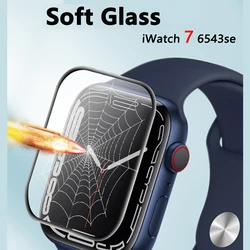 Soft Glass For Apple Watch series 7 45mm 41mm iWatch 6 5 4 3 se 44mm 40mm 42mm 38mm 9D HD Full Film Apple watch Screen Protector