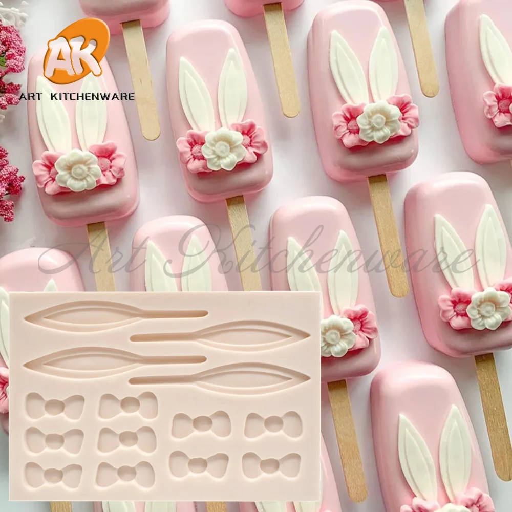 Bunny Ears  Bow Tie Silicone Mold Cake Decorating Fondant Mold Mousse Cake  Decorating Tool  Kitchen Pastry Supplies