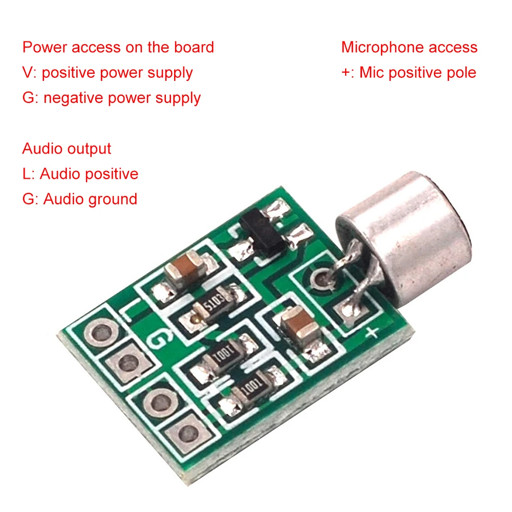 5PCS Small Microphone Accessories Mini Microphone Audio Mic Module Pickup Amplifier Circuit Module Microphone Circuit Board