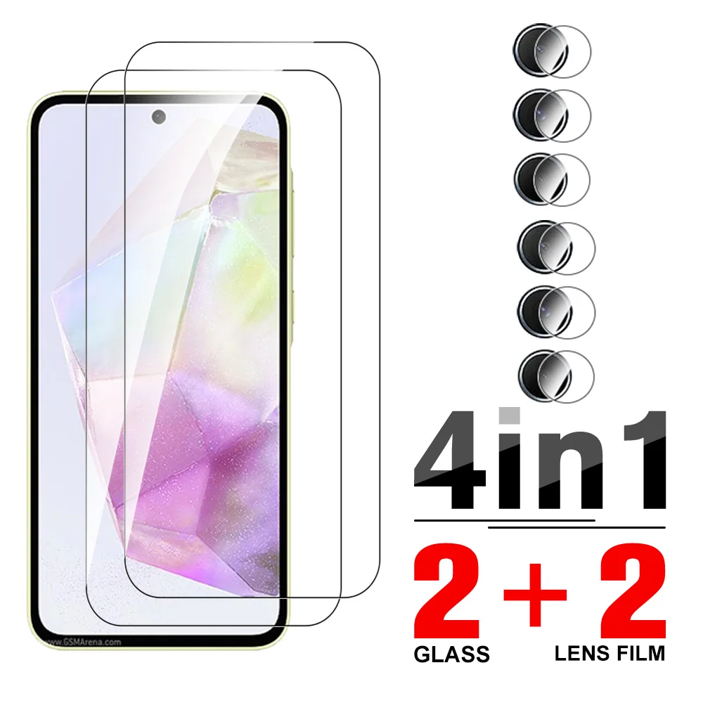 4in1 Tempered Glass Case For Samsung Galaxy A35 Screen Protector On Sumsung A35 A 35 35A 5G Camera Lens Protective Film SM-A356B