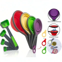 Silicone Measuring Cup Measuring Spoon Collapsible Baking Measuring Tool Set for Coffee Flour Sugar Baking Spoon Kitchen Tools