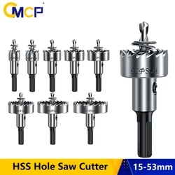 CMCP HSS Hole Saw Cutter 15-53mm Carbide Tip Core Drill Bit Tool Set For Metal Stainless Steel Aluminum Drilling Woodworking