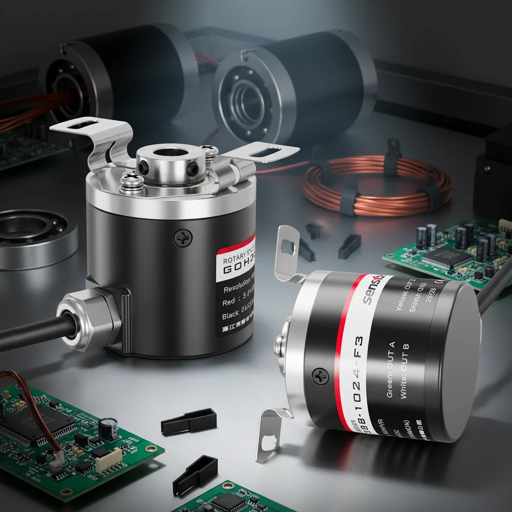 Rotary Encoder 6/8mm Hollow Shaft Printing Machine GLT38B DC 5-24V ABZ 3 Phase Output