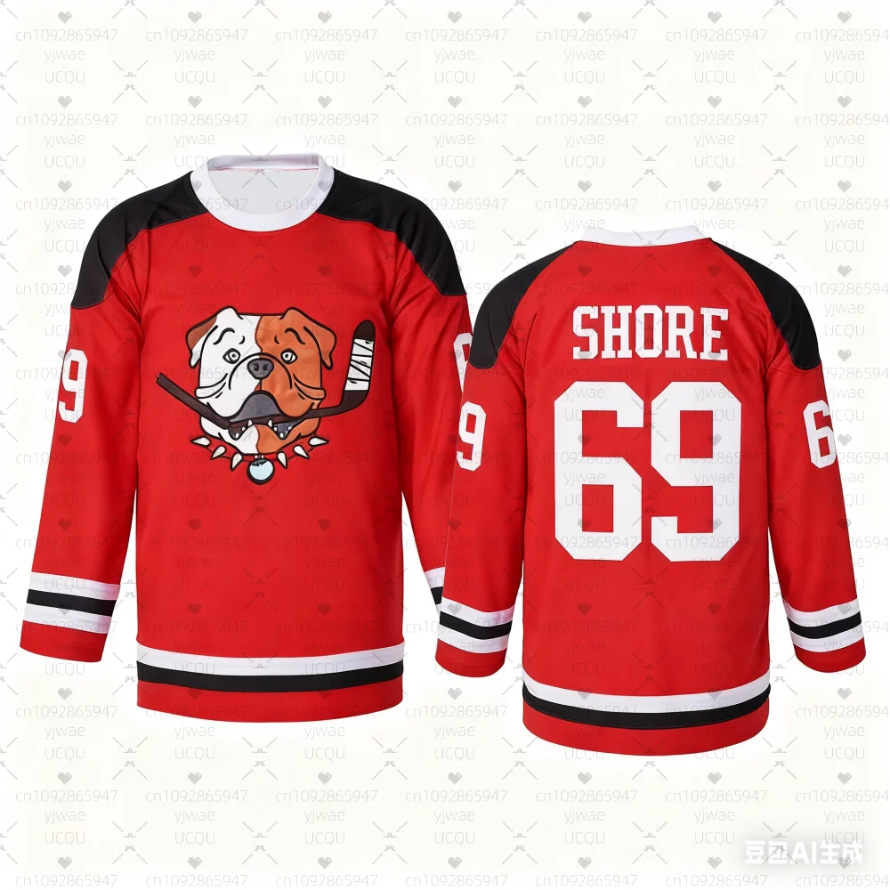 

Зима 2025 года, мужские футболки Shoresy Shore 69 Sudbury Bulldogs Hockey Jersey с круглым вырезом, модная мужская футболка унисекс, повседневная уличная футболка в стиле хип-хоп