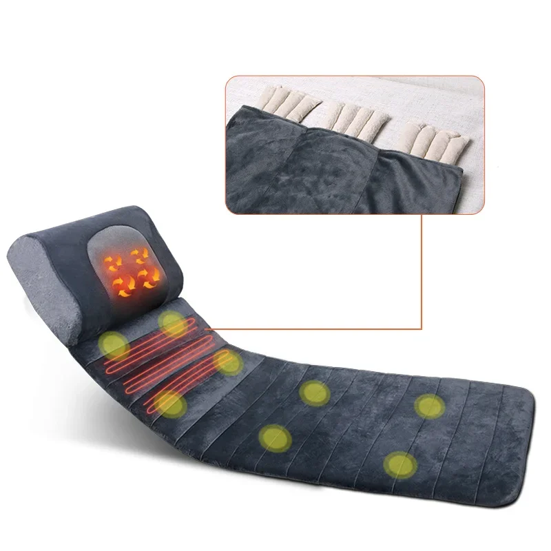 Electric Heat Vibration Full Body Massager Mat With 12 Massage Head Remote Control Foldable Massage Mattress