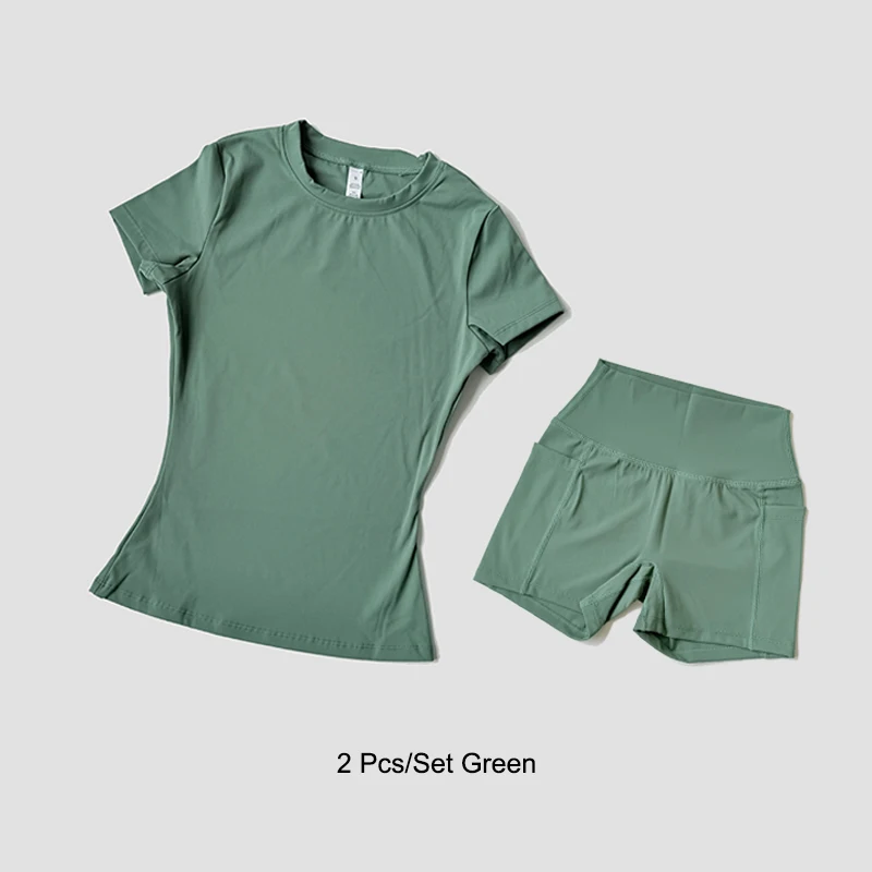 WAREBALL Frauen Yoga Set Gym Sport Sport Top Hohe Taille Shorts Anzug Fitness Workout Butt Heben Kurzen Engen Anzug – Detail 24
