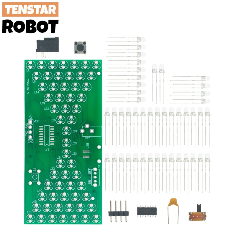 5V Electronic Hourglass DIY Kit Funny Electric Production Kits Precise With LED Lamps Double Layer PCB Board 84*40mm