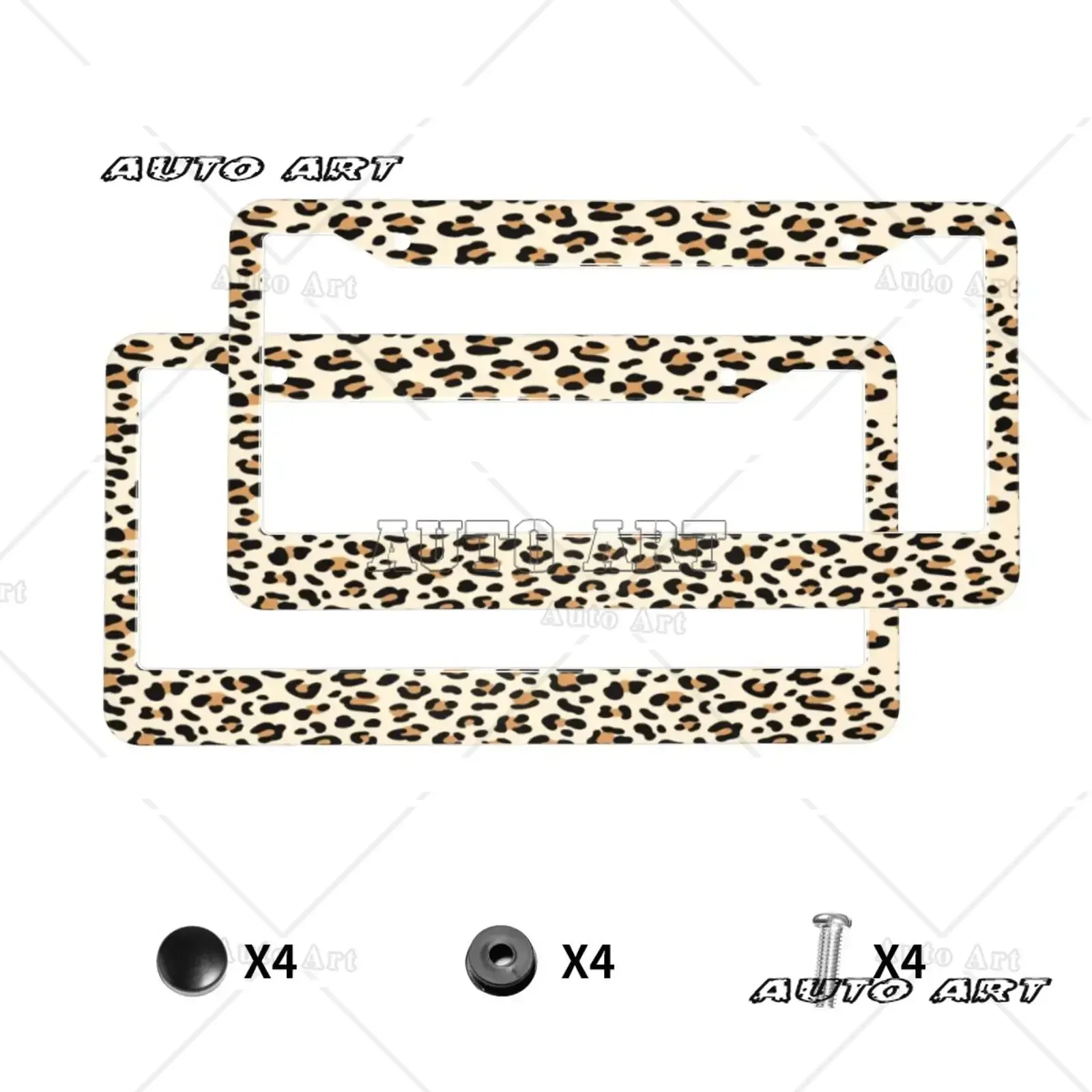 Abstract Cheetah Leopard Print  Aluminum Alloy Car License Plate Cover Car Accessories Waterproof License Plate