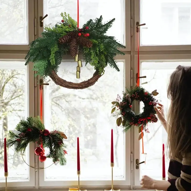 

Christmas Wreath Creative Holiday Wreath Decoration Christmas Door Wreath with Bells Handmade Holiday Christmas Decorations for