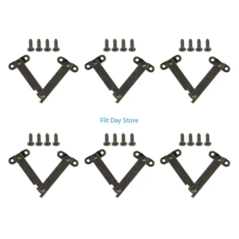 F92C 6pc Small Box Lid Holder Metal Hinges Smooth Motion Strong Construction Noiseless Designs Hinges for Jewelry Case