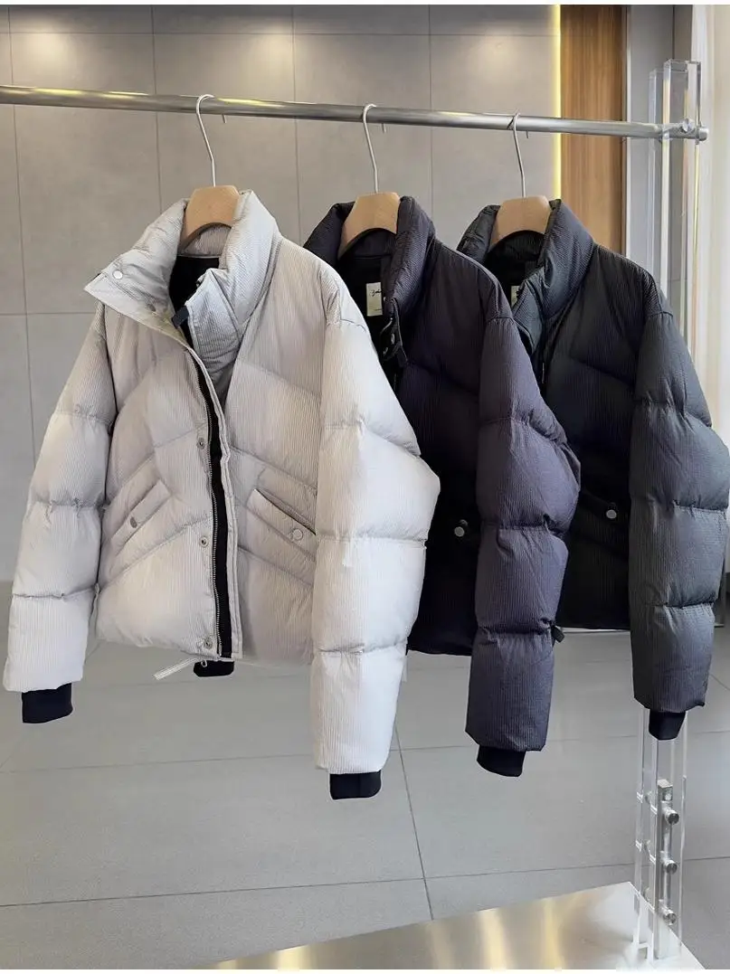 Warm 800 Fluffy 90 White Duck Down Thickened Seersucker Texture Stand Collar Men's Winter down Jacket down Coat