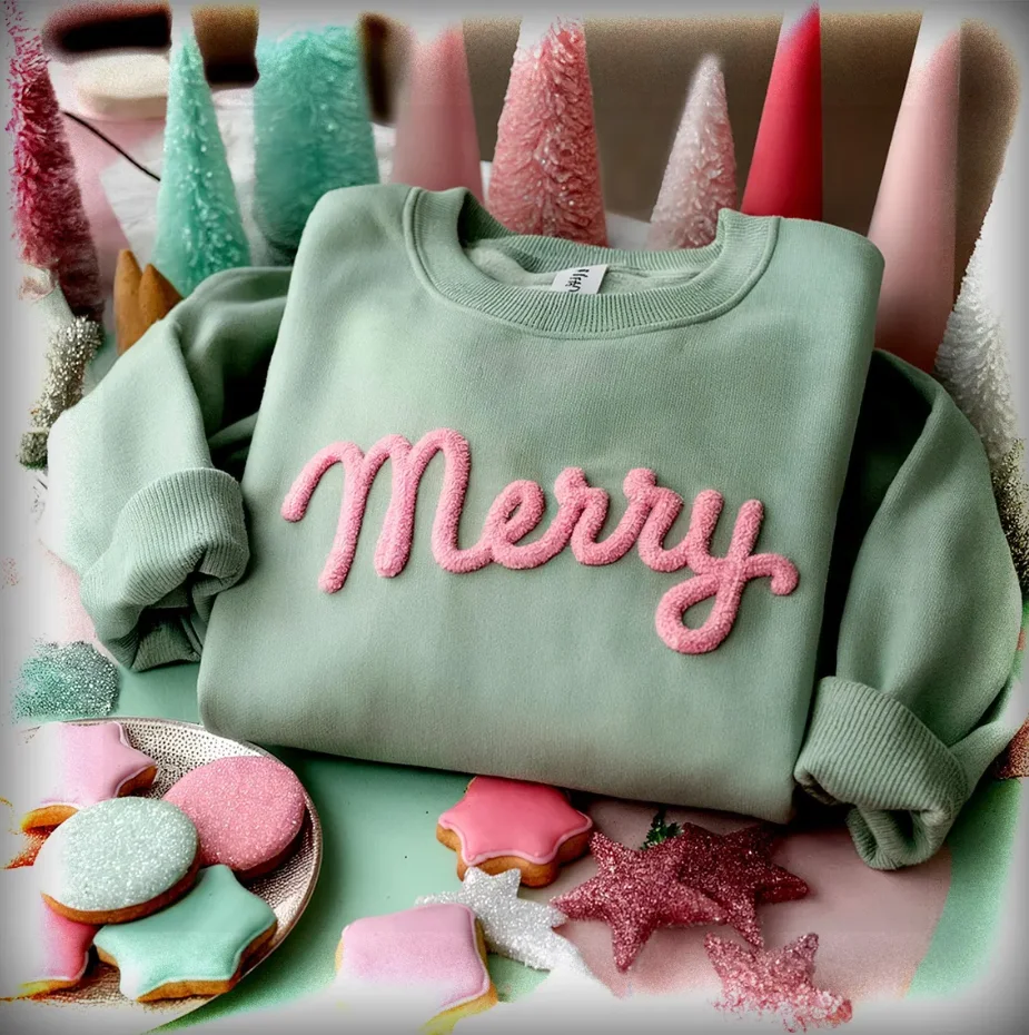 Customized Chenille Embroidered Fuzzy Letter, High Quality Team Spirit Shirt,Football Moms,Chenille Patch Sports Team Sweatshirt