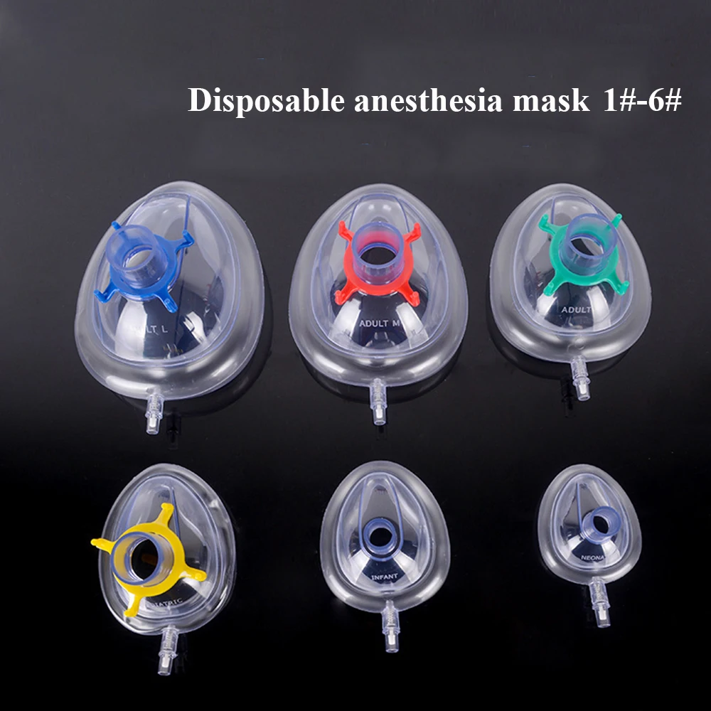 6Pcs Medical Anesthesia Mask 1 # -6 # PVC Disposable Inflatable Sterile Mask