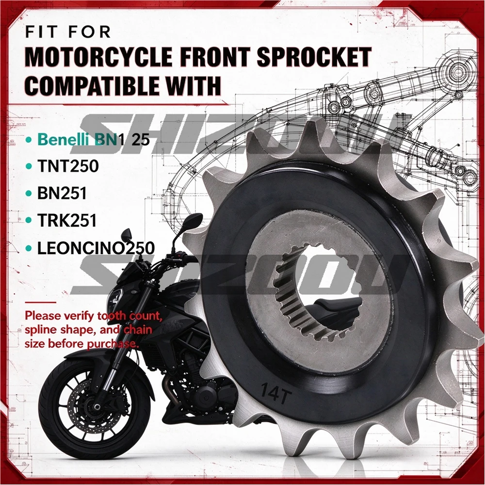 14T Silent Durable Front Sprocket Fly Chain Wheel For Benelli TRK251 BN251 TNT25 TNT250 Leoncino 250 BN TRK TNT 25 250 251