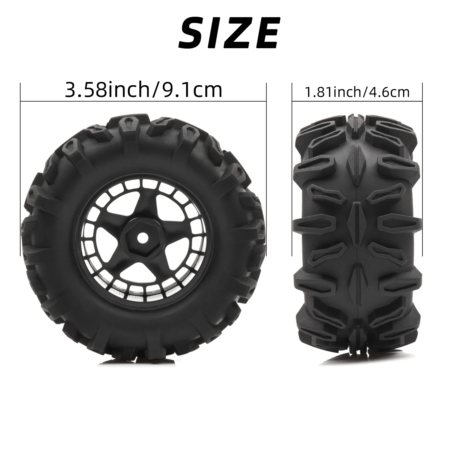 Neumáticos de goma RC de 90MM, neumáticos para camiones sobre orugas, para 1/14 1/16 TRAXXA E-Revo HSP 94186 16208 16209 16210 WLtoys 144001 16208 GRM16