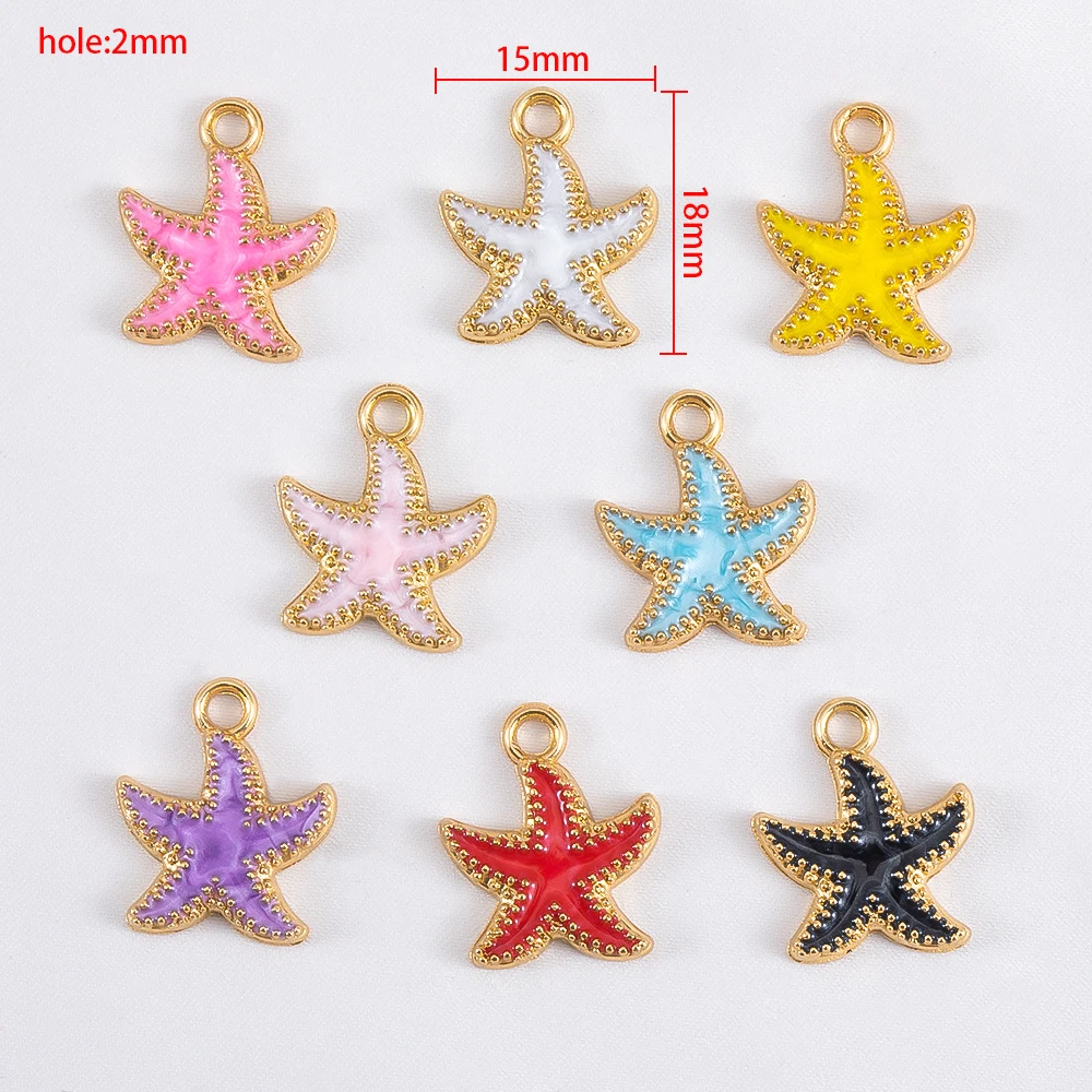 Wholesale 10pcs Enamel Starfish Pendant Oil Dripping Charms Alloy Pendant for DIY Necklace Bracelet Jewelry Accessories Findings image 6