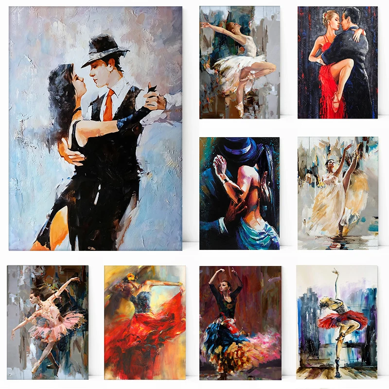 Dancer Character Poster Canvas Painting Tango Ballerina Flamenco Wall Art Picture Living Room Bedroom Home Decor Gift Ideas