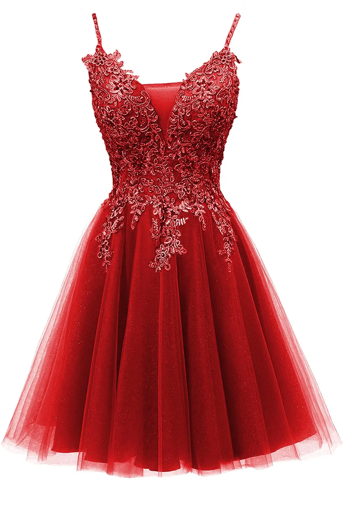 Bealegantom Homecoming Dresses Tulle Spaghetti Straps Prom Lace Cocktail Dress Short Formal Graudation Party Gowns QA2022-3