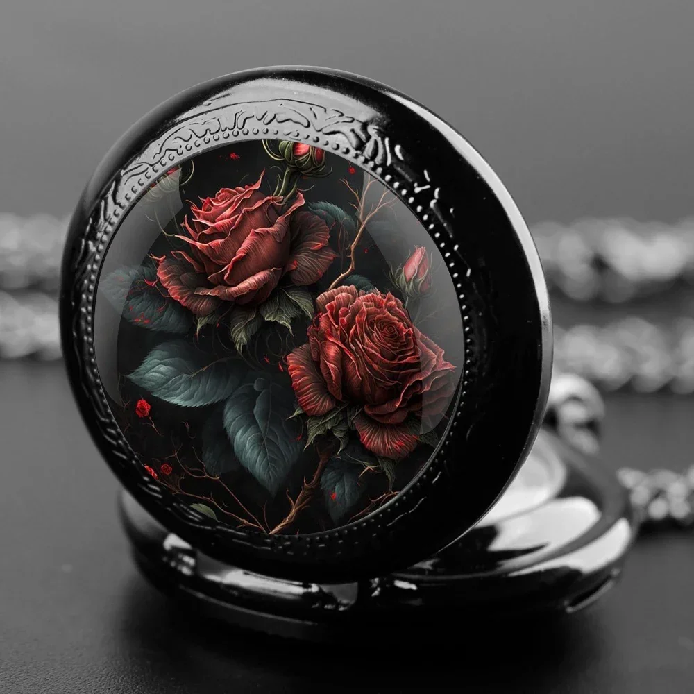 Requintado rosa cúpula relógio de bolso de vidro numeral árabe dial masculino feminino colar pingente criativo relógio vintage presentes