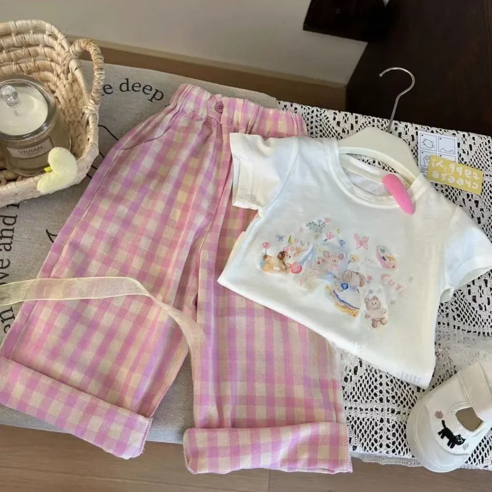 Bear Leader 3-7 سنوات صيف جديد الاطفال ملابس الفتيات ملابس كاجوال الكرتون الحيوان تي شيرت مطبوع + الوردي متقلب السراويل 2 قطعة مجموعة #4