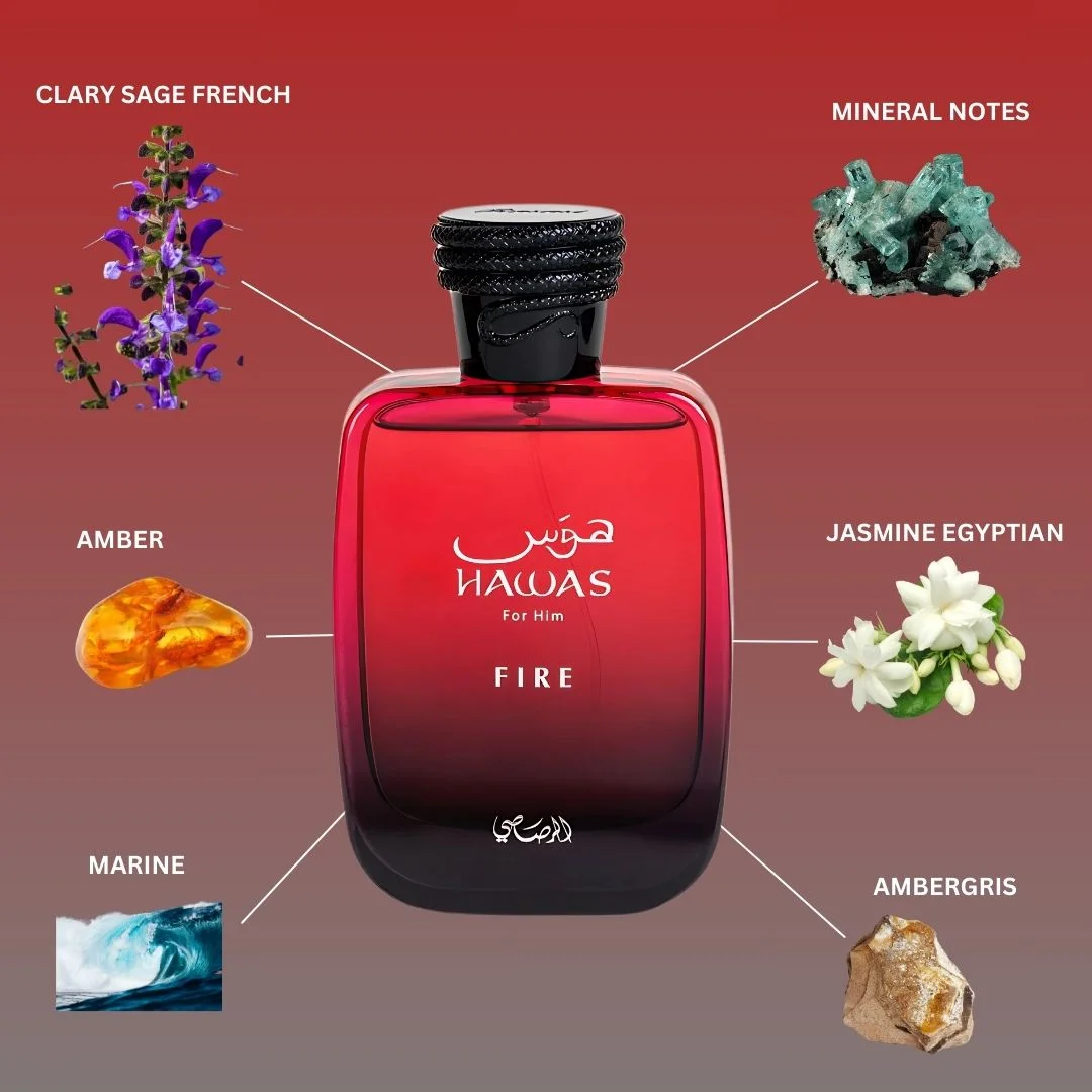 Luxury Rasasi Hawas Fire For Him Eau De Parfum 100ml Long Lasting Woody Oriental Fragrance Original Arabian Men Cologne Perfume Gift Box view 7