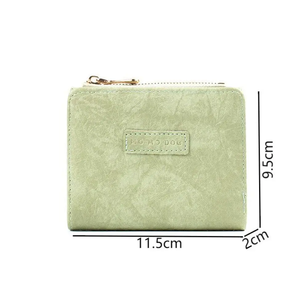 Retro Leather Short Wallet Small Large capacity Coin Purse Solid Color Card Bag Women