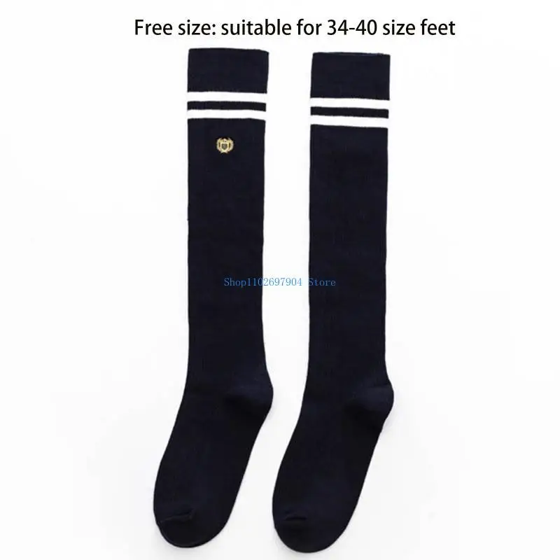 N7YF لوليتا مخطط بلون الجوارب النساء JK نمط الهدايا الفتيات الفخذ العليا جوارب طويلة لطيف فوق جوارب طويلة #6