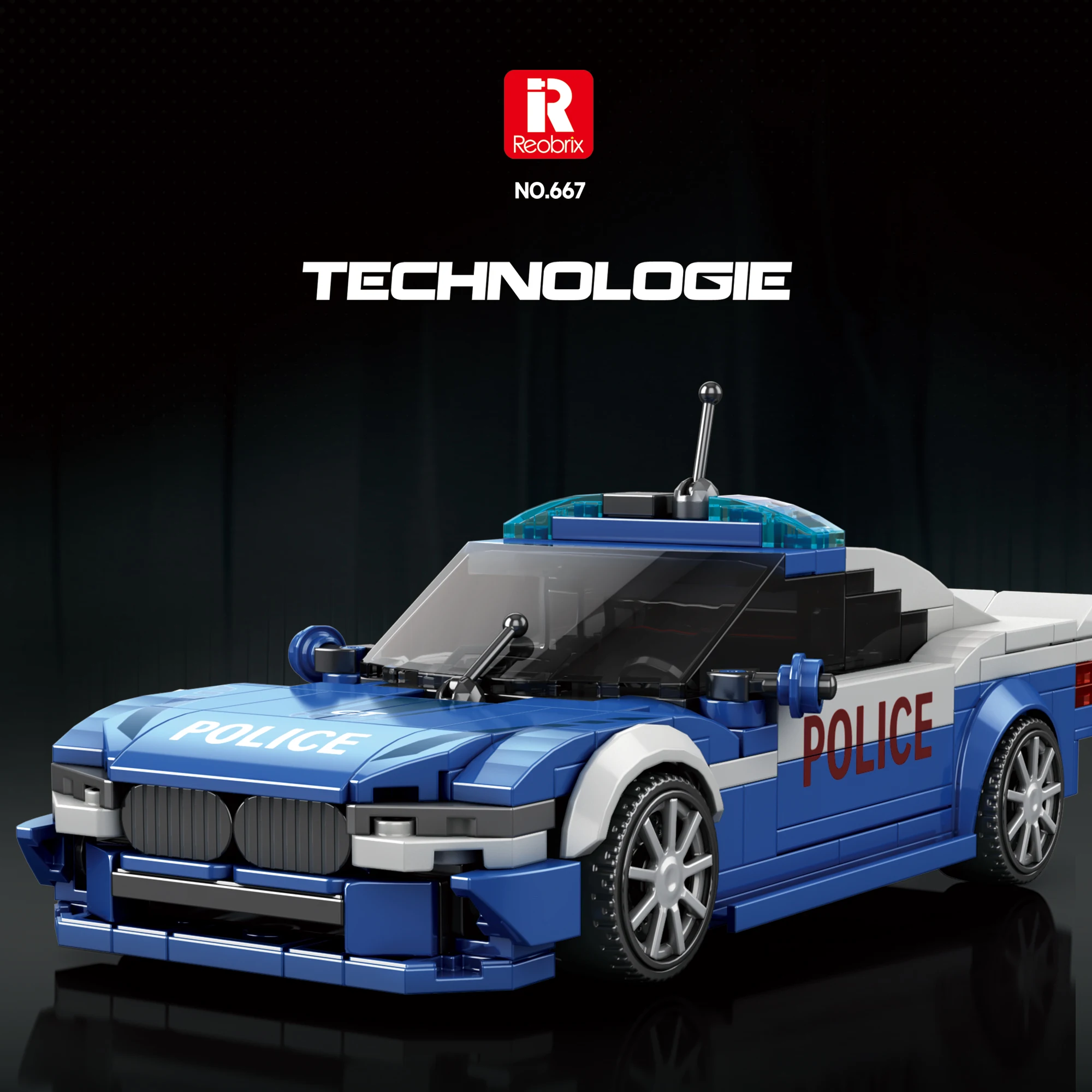 

313PCS Blue Police Car Toy Building Blocks 1:24 Vehicle Model Bricks Desktop Decoration Kids Educational Assembly Toys Gifts