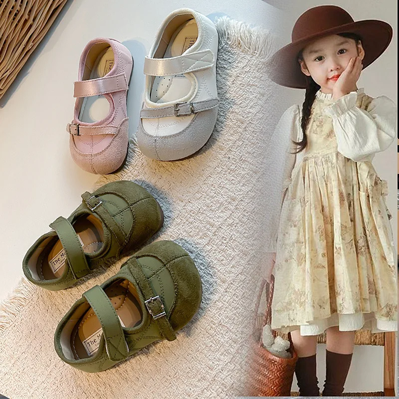 Fashion Sweet Wind Mary Jane Shoes Soft Bottom Flat Girl Spring Autumn High Shallow PU Leather Shoes