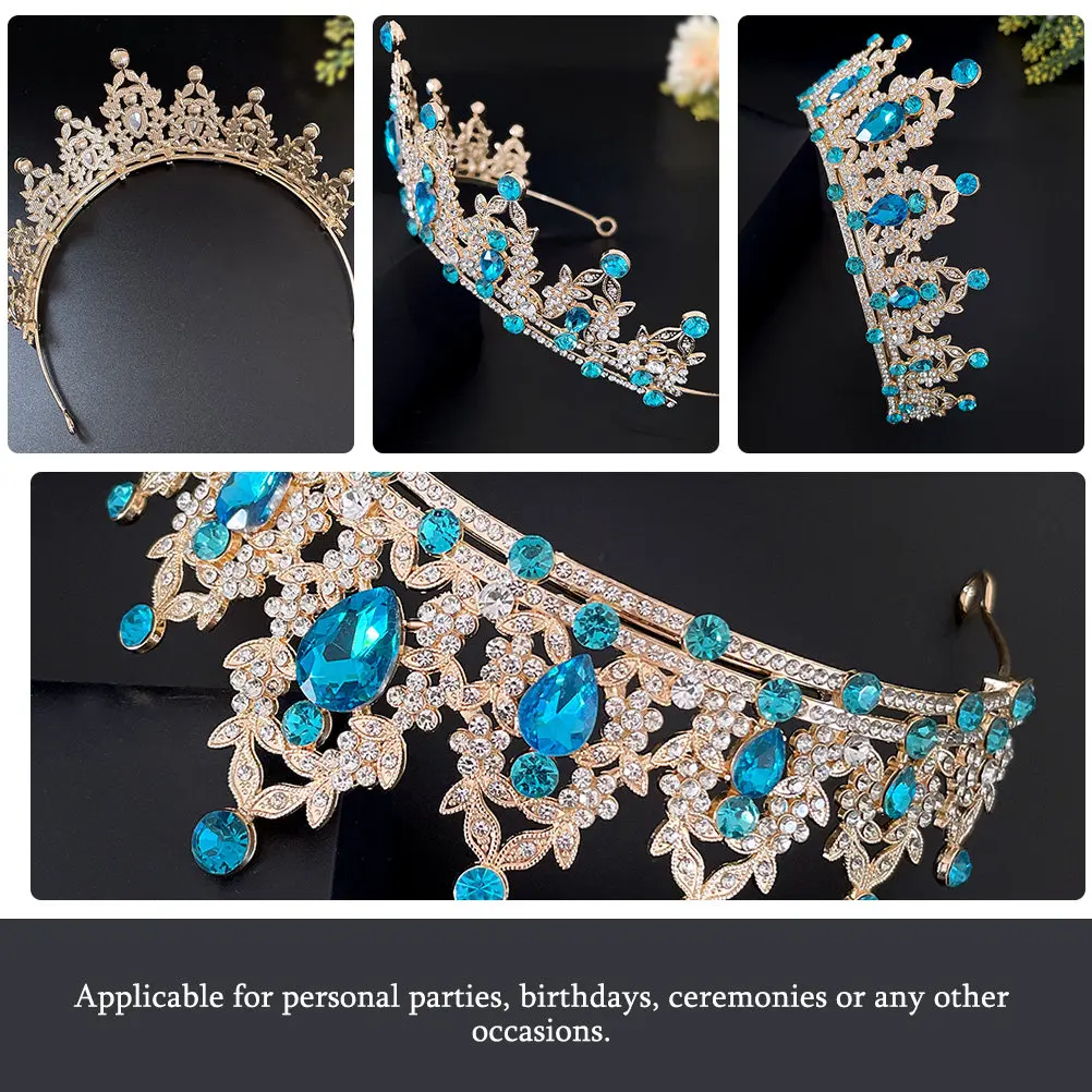 

Baroque Crown Headwear Bridal Wedding Tiara Women Hair Accessory Rhinestone Headdress Vintage Party Decor Festival Photo