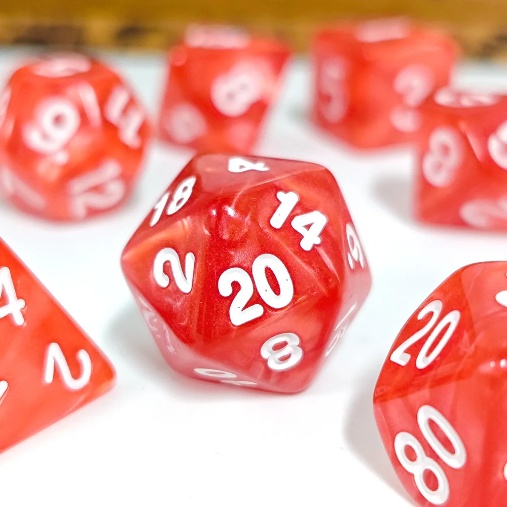 7Pcs/Set Pearl Dice Polyhedral Multi-Color DND Game Dice Number Decorations TRPG Games Board Games Entertainment Accessories