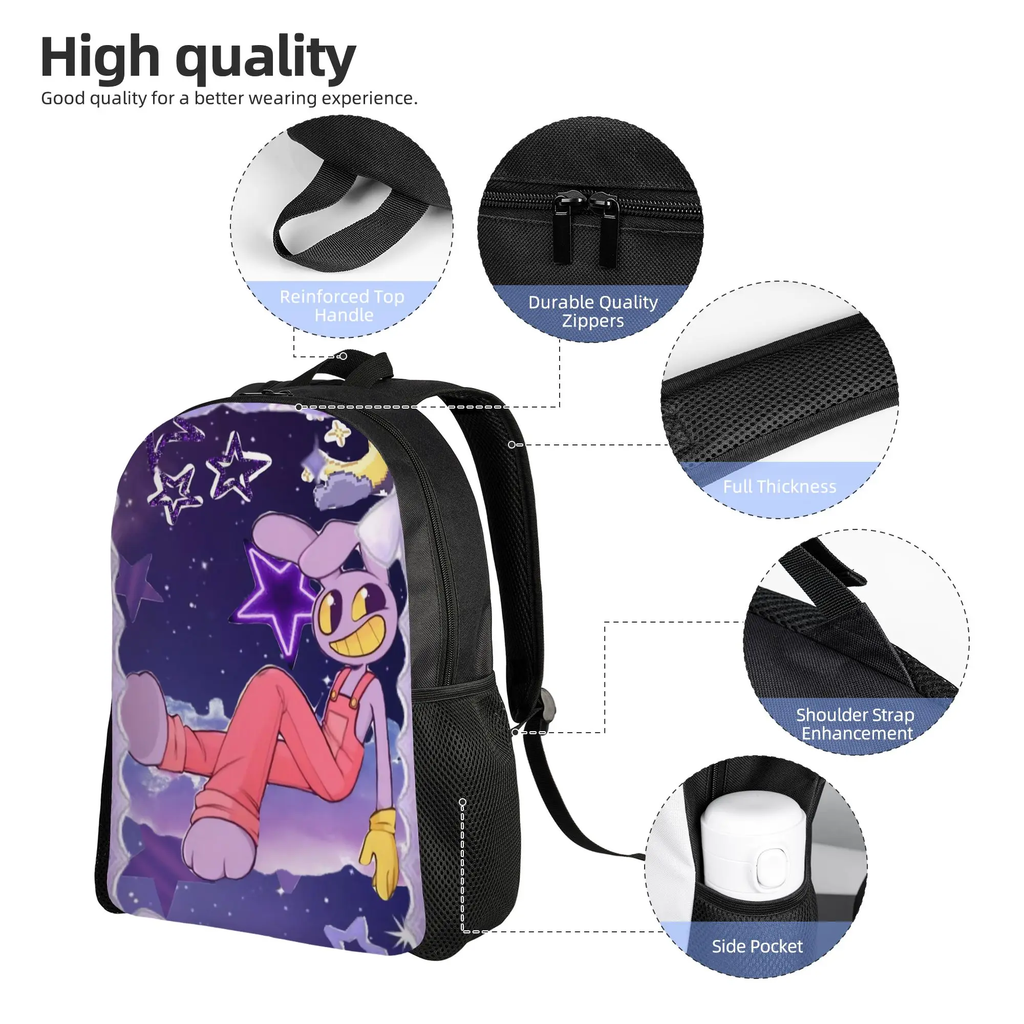 Jax Cartoon Digitals Circus Backpack Sports High School  Daypack for Men Women Laptop Computer Canvas Bags
