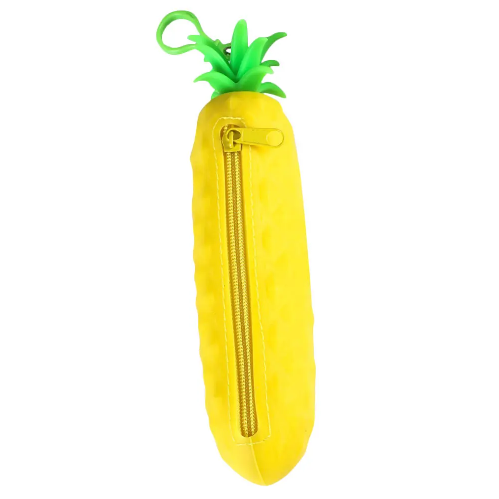 

Pineapple Shaped Silicone Pencil Case Kawaii Aesthetic Pen Bag Small Portable Stationery Organizer For College