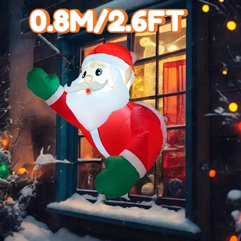 0,8 м/2,6 фута рождественские украшения надувная игрушка Санта-Клаус забавные украшения для дома и двора со светодиодным декором Рождественский уличный декор игрушка