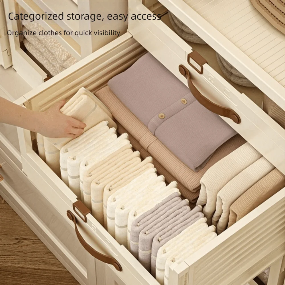 Household Plastic Drawer Organizer Stackable Foldable Cabinet Storage Pull Out With Handle Sorting Storage Box Closet Storage