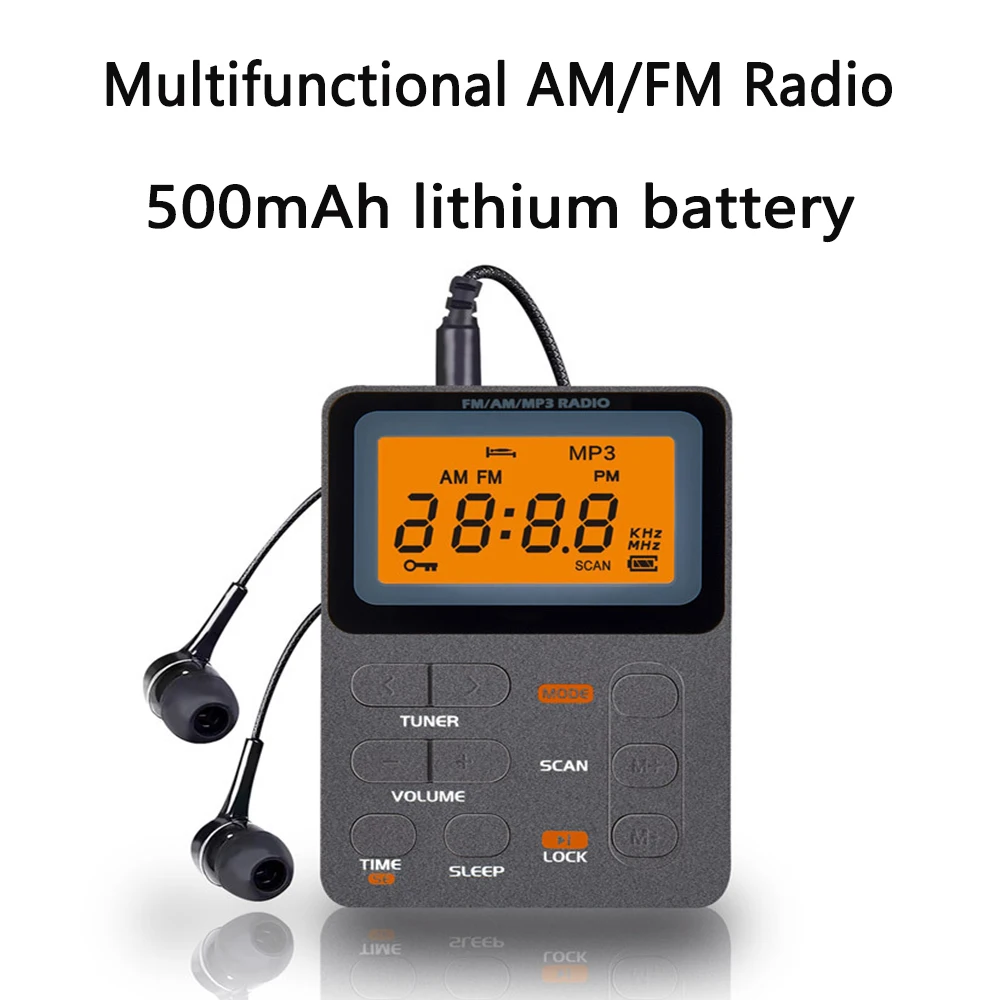 

Мини AM/FM цифровая настройка карманное радио Walkman радио со стереонаушниками MP3-плеер для езды на велосипеде на открытом воздухе бег прогулок