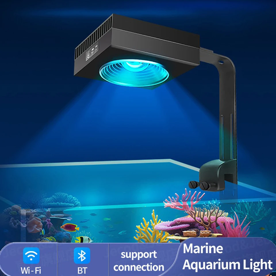 Jecod Jebao Smart Full Spectrum Coral Reef Light MRL MSQ IP 68 Wi Fi/BT Dual Channel LED Aquarium Light Marine Fish Tank Light