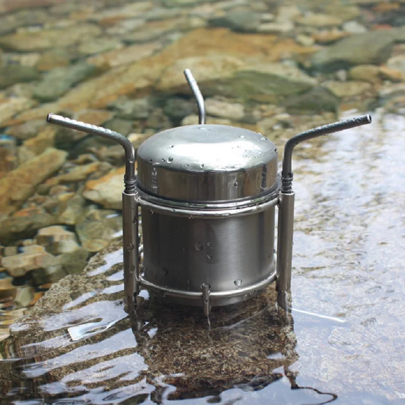 Stainless Steel Alcohol Stove, Outdoor Camping Supplies, Ultralight Portable Fold Solid and Liquid, Dual-Purpose Windproof Stove