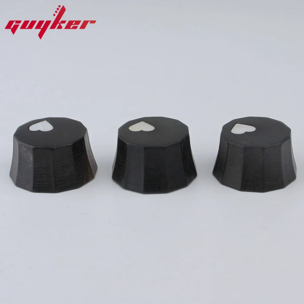 1 Pcs PRS Style Red Sandalwood/Ebony Potentiometer Knob Surface Heart-shaped Pattern Guitar Bass